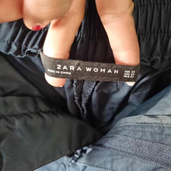 ZARA WOMAN Dark Blue Wide Leg Culottes with Snap Buttons Size XS - Picture 8 of 9